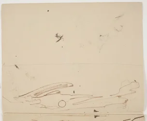 Southern French Mountain Landscape with Vegetation in the Foreground (upper half of double-sided sketch)