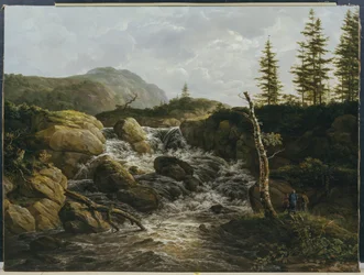 Mountainous Landscape with a Waterfall, Norway