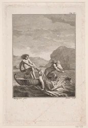 The Shipwrecked Niels Klim Rescued by Two Qvamites in a Willow Boat