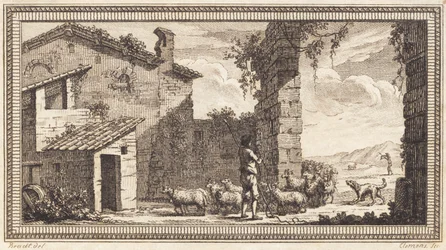 A Shepherd with Sheep and Goats