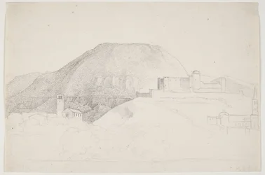 Landscape Study with Mountain and Buildings. Spoleto, Italy