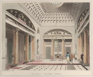 The Hall Carlton House Microcosm of London, plate 15