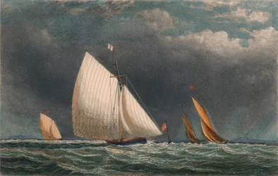 The Sailing Match, Yachts Rounding The Flag Buoy, 19th century