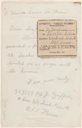 Letter to the Competition Editor of the Liverpool Weekly Courier, 1917
