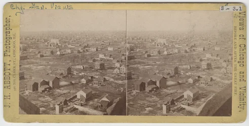 Stereograph of View North-Northwest from the Water Tower After the Chicago Fire of 1871, 1871