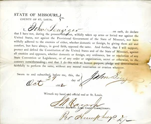 Loyalty oath of John Leuziger of Missouri, County of St. Louis