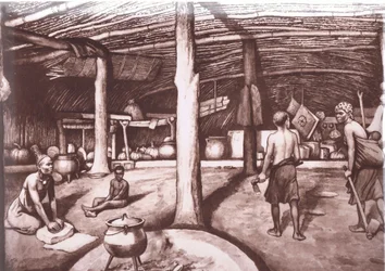 Inside a Kaffir Kraal, from MacMillan School Posters
