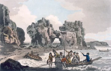 View of the Castle Rock, from the Landing Place on the Flat Holmes, from A Picturesque Guide to Bath, Bristol Hot-Wells, the River Avon and the Adjacent Country, Published 1793