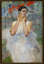 Portrait of a Woman Against a Rowan Background