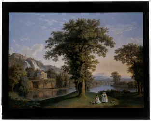 Ideal Landscape with the Small Cascatelle and the Maecenas Villa in Tivoli