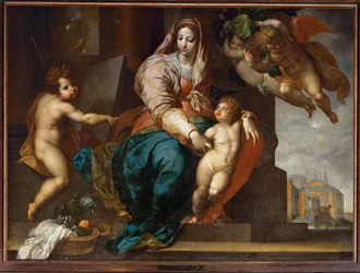 Saint Mary with the Infant Jesus, Young Saint John the Baptist and Angels