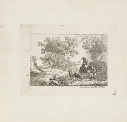 Shepherd on Horseback with Flock