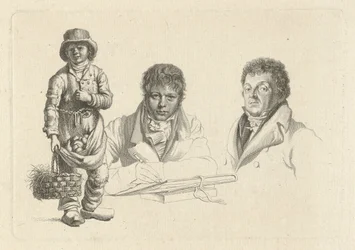 Portraits of J.P. Visser Bender and P.Pz. Barbiers Next to a Boy