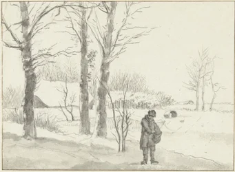 Snowy Landscape with Standing Man