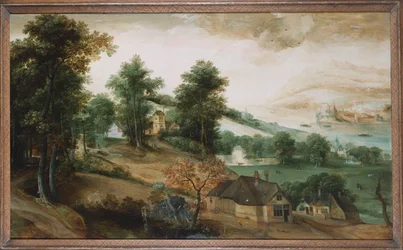 An Extensive Landscape with Cottages in the Foreground