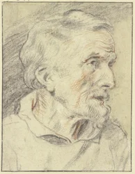 Bust Portrait of an Old Man in Profile Facing Right