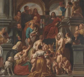 Christ Blessing Little Children. Suffer Little Children to Come unto Me
