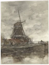 Mill and the Bridge at the North-West Outer Canal in The Hague