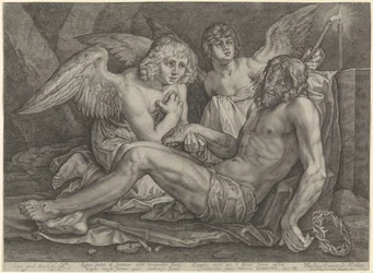 Christ in the Tomb with Two Angels