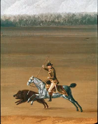 Ferdinand IV Hunting Wild Boar on the Cassano Estate, Detail. Painting by Jakob Philipp, called Hackert d