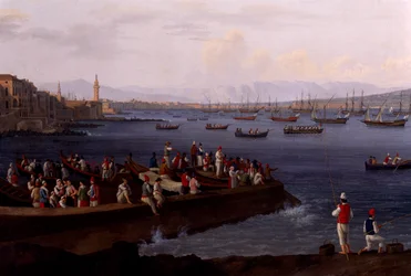 The Bay of Naples near Santa Lucia Showing the Naval Fleets Returning from Algiers