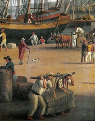View of Messina harbour, workers