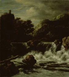 Mountainous Landscape with Waterfall