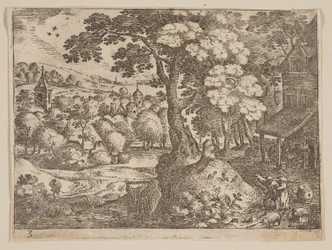 Tavern to Right of a Path, from Landscapes