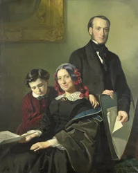 Mrs. A.J. Schmidt-Keiser, Widow of the Painter Willem Hendrik Schmidt (1809-49), the Teacher of Jacob Spoel, with her Brother J.N. Keiser and her Ten-Year-Old Son
