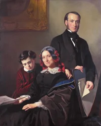 Mrs. A J Schmidt-Keiser, Widow of the Painter Willem Hendrik Schmidt, with Her Brother J N Keiser and Her Ten-Year-Old Son
