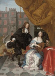 A Gentleman Courting a Lady Music Making in a Courtyard