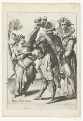 A Blindfolded Cupid with a Torch Before a Couple in Festive Attire (The Masquerades)
