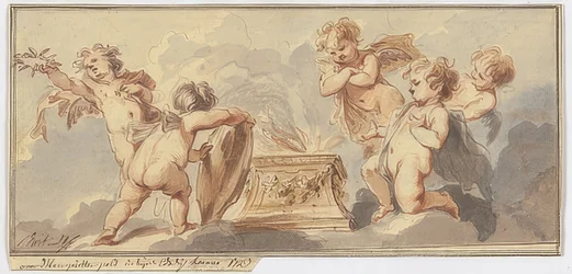 Five Amorettes Sacrificing at an Altar. 1723
