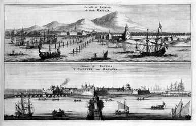 Views of the city, port and castle of Batavia - in "Embassy of the Eastern Company of the United Provinces towards the Emperor of China or Grand Cam of Tartaria" by Pierre de Goyer and Jacob de Keyser, Leiden