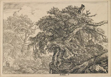 The Great Beech Tree, with Two Men and a Dog