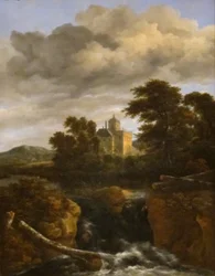 Waterfall before a castle
