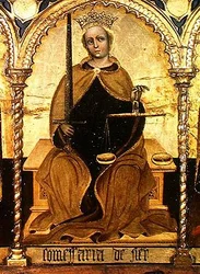 Justice Between St. Michael and St. Gabriel (Detail of Justice, 1421)