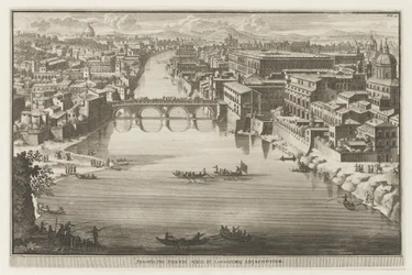 View of Rome with the Ponte Sisto over the Tiber River (series title: Views of Rome)