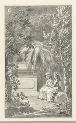 Two Ladies Sitting by a Tomb