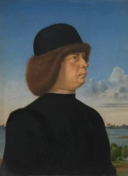 Portrait of Alvise Contarini, verso A Tethered Roebuck, ca. 1485-95