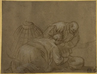 Peasant Couple Looking in a Basket