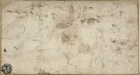 Sketches of Heads, Eyes, Ear, and Mouth