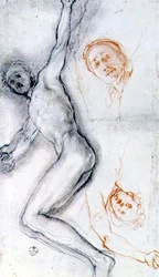 Study of Christ Nailed to the Cross, the Head Rehearsed Twice