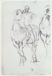 Study of a horseman for The Israelites Quenching Their Thirst in the Desert