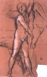Study of an Angel Holding a Curtain for the 