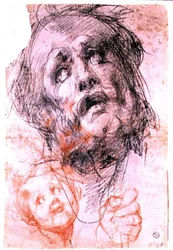 Study of the Head of St. Joseph, the Head of a Child and a Fist for the 