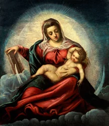 The Madonna and Child in a Mandorla on a Crescent Moon and Clouds