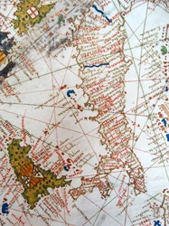 Italy and Sicily from a Renaissance map of Europe, Jacopo Russo (after), 1528