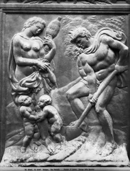 Adam and Eve Forced to Work, Panel from the Porta Magna, c.1430