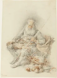 Old Man with a Basket of Fruit and Vegetables